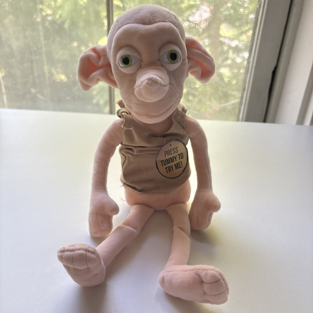 Noble Collection Harry Potter Dobby Plush Stuffed Doll Pink Brown Elf Friend 12"